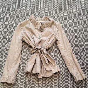 J. Crew Cream Ruffled Collar Jacket